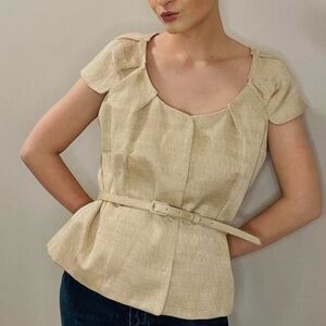 Y2k Cream champagne colored lady blazer belted vest top